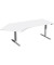 Sitz-Steh-Schreibtisch Elektro Flex, elektrisch höhenverstellbar, 65-125cm (H), 216,6x113cm (BxT), Freiform, weiß / silber