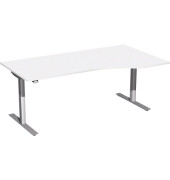 Sitz-Steh-Schreibtisch Elektro Flex, elektrisch h&ouml;henverstellbar, 65-125cm (H), 180x80cm (BxT), Freiform, wei&szlig; / silber