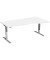 Sitz-Steh-Schreibtisch Elektro Flex, elektrisch h&ouml;henverstellbar, 65-125cm (H), 180x80cm (BxT), Freiform, wei&szlig; / silber