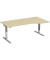 Sitz-Steh-Schreibtisch Elektro Flex, elektrisch h&ouml;henverstellbar, 65-125cm (H), 180x80cm (BxT), Freiform, ahorn / silber