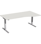 Sitz-Steh-Schreibtisch Elektro Flex, elektrisch höhenverstellbar, 65-125cm (H), 180x80cm (BxT), Freiform, grau / silber