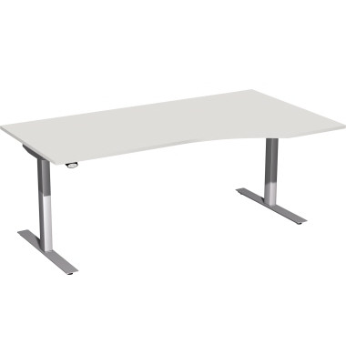 Sitz-Steh-Schreibtisch Elektro Flex, elektrisch höhenverstellbar, 65-125cm (H), 180x80cm (BxT), Freiform, grau / silber