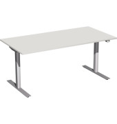 Sitz-Steh-Schreibtisch Elektro Flex, elektrisch h&ouml;henverstellbar, 65-125cm (H), 160x80cm (BxT), rechteckig, grau / silber