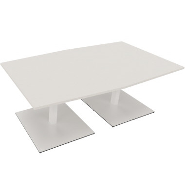Besprechungstisch communication, 72cm (H), 200x100/110cm (BxT), Tonnenform, wei&szlig; / wei&szlig;