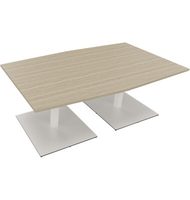 Besprechungstisch communication, 72cm (H), 200x100/110cm (BxT), Tonnenform, eiche natur / wei&szlig;