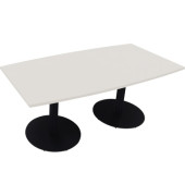 Besprechungstisch communication 810017301, 72cm (H), 180x80/90cm (BxT), Tonnenform, weiß / anthrazit metallic