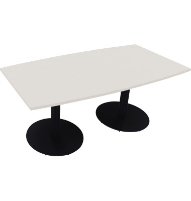 Besprechungstisch communication 810017301, 72cm (H), 180x80/90cm (BxT), Tonnenform, weiß / anthrazit metallic