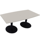 Besprechungstisch communication 810017381, 72cm (H), 180x80/90cm (BxT), Tonnenform, lichtgrau / anthrazit metallic
