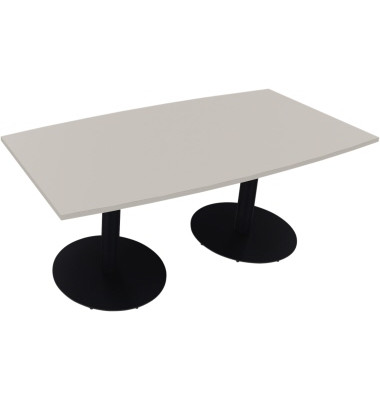 Besprechungstisch communication 810017381, 72cm (H), 180x80/90cm (BxT), Tonnenform, lichtgrau / anthrazit metallic