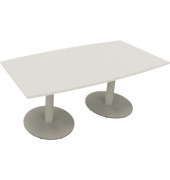 Besprechungstisch communication 810017401, 72cm (H), 180x80/90cm (BxT), Tonnenform, weiß / silber