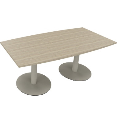 Besprechungstisch communication, 72cm (H), 180x80/90cm (BxT), Tonnenform, eiche natur / silber