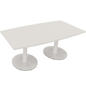 Besprechungstisch communication 810017501, 72cm (H), 180x80/90cm (BxT), Tonnenform, weiß / weiß