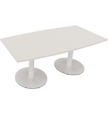 Besprechungstisch communication 810017501, 72cm (H), 180x80/90cm (BxT), Tonnenform, weiß / weiß