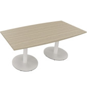 Besprechungstisch communication, 72cm (H), 180x80/90cm (BxT), Tonnenform, eiche natur / wei&szlig;