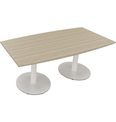 Besprechungstisch communication, 72cm (H), 180x80/90cm (BxT), Tonnenform, eiche natur / wei&szlig;
