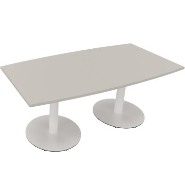 Besprechungstisch communication 810017581, 72cm (H), 180x80/90cm (BxT), Tonnenform, lichtgrau / weiß