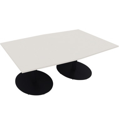 Besprechungstisch communication 810017601, 72cm (H), 200x100/110cm (BxT), Tonnenform, weiß / anthrazit metallic
