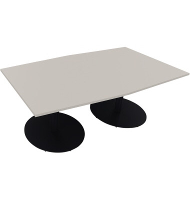 Besprechungstisch communication 810017681, 72cm (H), 200x100/110cm (BxT), Tonnenform, lichtgrau / anthrazit metallic