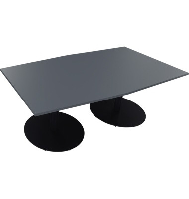 Besprechungstisch communication 810017682, 72cm (H), 200x100/110cm (BxT), Tonnenform, lavagrau / anthrazit metallic
