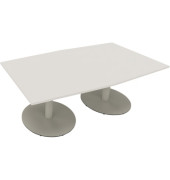 Besprechungstisch communication 810017701, 72cm (H), 200x100/110cm (BxT), Tonnenform, weiß / silber