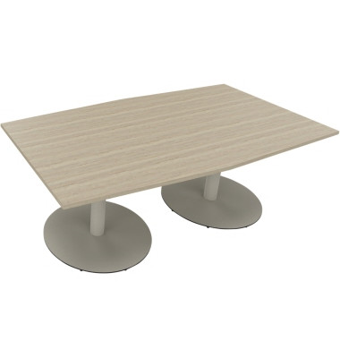 Besprechungstisch communication, 72cm (H), 200x100/110cm (BxT), Tonnenform, eiche natur / silber