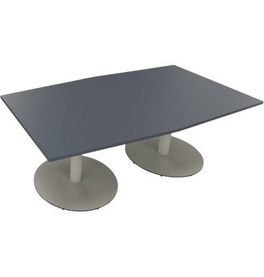 Besprechungstisch communication 810017782, 72cm (H), 200x100/110cm (BxT), Tonnenform, lavagrau / silber
