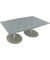 Besprechungstisch communication, 72cm (H), 200x100/110cm (BxT), Tonnenform, beton hell / silber