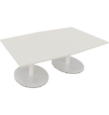 Besprechungstisch communication, 72cm (H), 200x100/110cm (BxT), Tonnenform, wei&szlig; / wei&szlig;