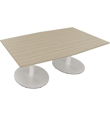 Besprechungstisch communication, 72cm (H), 200x100/110cm (BxT), Tonnenform, eiche natur / wei&szlig;