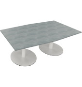 Besprechungstisch communication 810017883, 72cm (H), 200x100/110cm (BxT), Tonnenform, beton hell / weiß