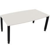 Besprechungstisch communication, h&ouml;henverstellbar 68-82cm (H), 180x80/90cm (BxT), Tonnenform, wei&szlig; / anthrazit metallic