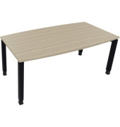 Besprechungstisch communication, h&ouml;henverstellbar 68-82cm (H), 180x80/90cm (BxT), Tonnenform, eiche natur / anthrazit metallic