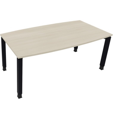 Besprechungstisch communication 810017972, höhenverstellbar 68-82cm (H), 180x80/90cm (BxT), Tonnenform, akazie hell / anthrazit 