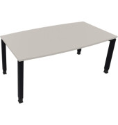 Besprechungstisch communication, h&ouml;henverstellbar 68-82cm (H), 180x80/90cm (BxT), Tonnenform, lichtgrau / anthrazit metallic