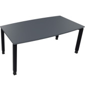 Besprechungstisch communication, h&ouml;henverstellbar 68-82cm (H), 180x80/90cm (BxT), Tonnenform, lavagrau / anthrazit metallic