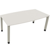 Besprechungstisch communication, h&ouml;henverstellbar 68-82cm (H), 180x80/90cm (BxT), Tonnenform, wei&szlig; / silber