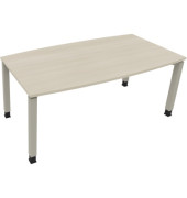 Besprechungstisch communication, h&ouml;henverstellbar 68-82cm (H), 180x80/90cm (BxT), Tonnenform, akazie hell / silber