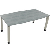 Besprechungstisch communication, h&ouml;henverstellbar 68-82cm (H), 180x80/90cm (BxT), Tonnenform, beton hell / silber