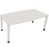 Besprechungstisch communication, h&ouml;henverstellbar 68-82cm (H), 180x80/90cm (BxT), Tonnenform, wei&szlig; / wei&szlig;