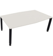 Besprechungstisch communication, h&ouml;henverstellbar 68-82cm (H), 200x100/110cm (BxT), Tonnenform, wei&szlig; / anthrazit metallic