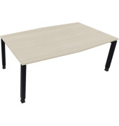 Besprechungstisch communication, h&ouml;henverstellbar 68-82cm (H), 200x100/110cm (BxT), Tonnenform, akazie hell / anthrazit metallic