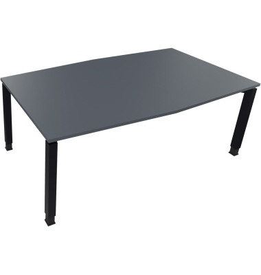 Besprechungstisch communication 810018282, höhenverstellbar 68-82cm (H), 200x100/110cm (BxT), Tonnenform, lavagrau / anthrazit m