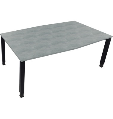 Besprechungstisch communication 810018283, höhenverstellbar 68-82cm (H), 200x100/110cm (BxT), Tonnenform, beton hell / anthrazit