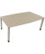 Besprechungstisch communication, h&ouml;henverstellbar 68-82cm (H), 200x100/110cm (BxT), Tonnenform, eiche natur / silber