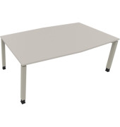Besprechungstisch communication, h&ouml;henverstellbar 68-82cm (H), 200x100/110cm (BxT), Tonnenform, lichtgrau / silber
