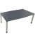 Besprechungstisch communication, h&ouml;henverstellbar 68-82cm (H), 200x100/110cm (BxT), Tonnenform, lavagrau / silber