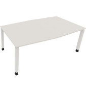 Besprechungstisch communication, h&ouml;henverstellbar 68-82cm (H), 200x100/110cm (BxT), Tonnenform, wei&szlig; / wei&szlig;