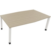 Besprechungstisch communication, h&ouml;henverstellbar 68-82cm (H), 200x100/110cm (BxT), Tonnenform, eiche natur / wei&szlig;