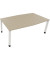 Besprechungstisch communication, h&ouml;henverstellbar 68-82cm (H), 200x100/110cm (BxT), Tonnenform, eiche natur / wei&szlig;