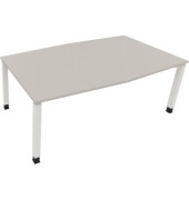 Besprechungstisch communication, h&ouml;henverstellbar 68-82cm (H), 200x100/110cm (BxT), Tonnenform, lichtgrau / wei&szlig;